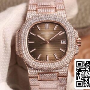 Patek Philippe Nautilus 5719-10G Rose Gold Diamond 1:1 Best Edition R8 Factory Gradient Brown Dial Swiss Cal.324 S‌ C