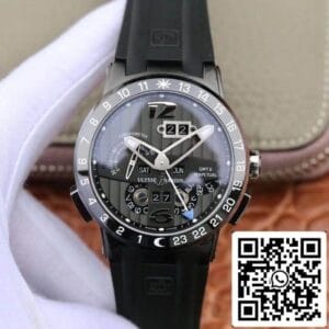 Ulysse Nardin El Toro 322-00-3 Stainless Steel Case All Working GMT Calendar Men Watches 1:1 Best Edition Swiss UN-32 Movement Sort linjemønstret urskive