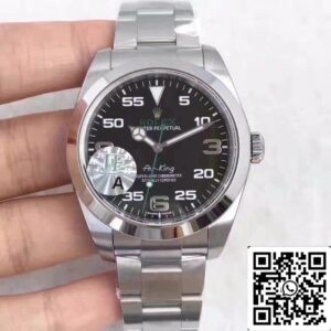 Rolex Air-King 116900 JF Factory 1:1 Best Edition Swiss ETA3131 с черным циферблатом