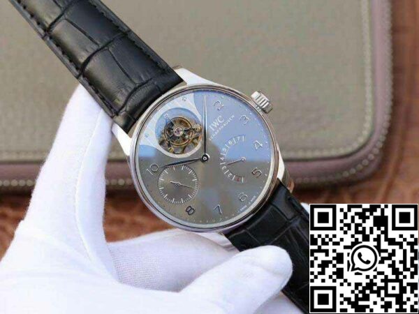 2 150 f49fb149 fd4a 4d2f ad7d 1397faea3293 IWC Португальский IW504210 Tourbillon 1:1 Лучшее издание шифер серый циферблат на черном кожаном ремешке швейцарский ETA Tourbillon механизм