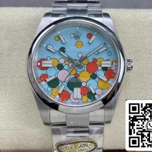 レプリカロレックスオイスターパーペチュアルM124300-0008 41MMクリーンファクトリーバブルブルー