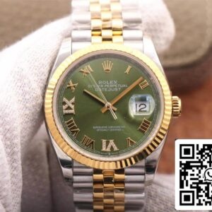 ロレックスデイトジャストM126233-0025 1:1ベストエディションEWファクトリーダイヤモンドスタッズオリーブグリーンダイヤル