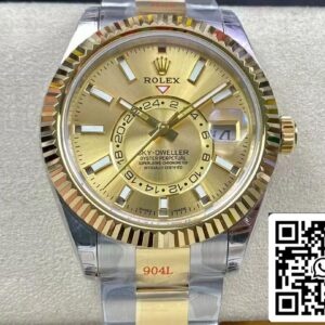 Rolex Sky Dweller M326933-0001 V2 Best 1:1 Edition Noob Factory Quadrante Champagne