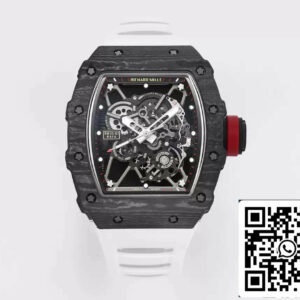 Richard Mille RM35-01 1:1 Best Edition BBR Factory Белый каучуковый ремешок