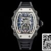 Richard Mille RM21-01 1:1 Best Edition RM Factory Tourbillon Skeleton Dial Black Strap