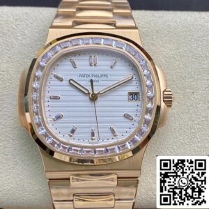 Patek Philippe Nautilus 1:1 Best Edition PPF Factory Rose Gold με διαμάντια
