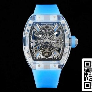Richard Mille RM12-01 1:1 Best Edition RM Factory Tourbillon Transparent Version Blue Strap
