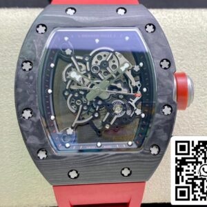Richard Mille RM055 1:1 Best Edition KV Factory V2 Carbon Fiber Red Strap