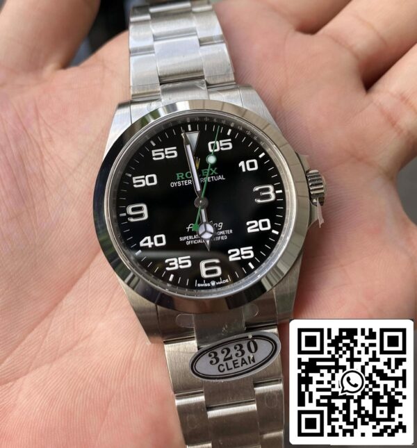 4 34 c6f4e9cd 25a3 4af6 8079 281d38f4a72e масштабированный Rolex Air King M126900-0001 1:1 Best Edition чистый заводской черный циферблат