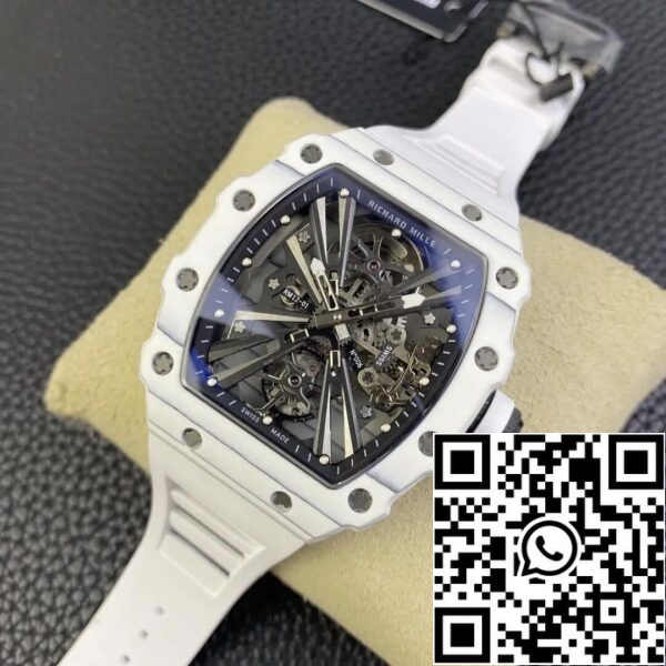4 51 2667c5c4 1fa6 42e5 b277 6b9121329096 Richard Mille RM12-01 Tourbillon 1:1 Best Edition RM Factory Белый каучуковый ремешок