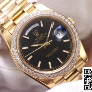 ロレックス デイデイト 40MM 1:1 ベストエディション EWファクトリー イエローゴールド ブラックダイヤル