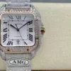 Santos De Cartier Diamond Watches White Dial 1:1 Best Edition AMG Factory Swarovski Stone