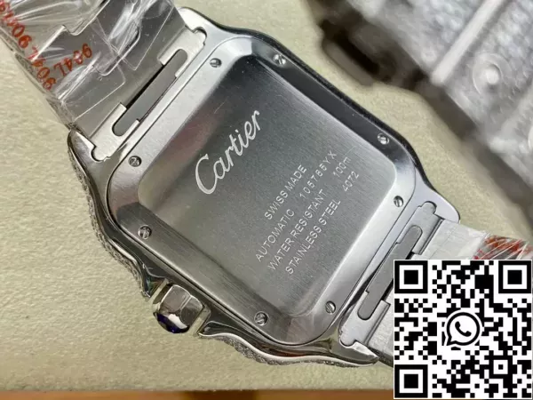 7f7a0da7489e4af Santos De Cartier Бриллиантовые Часы Синий Циферблат и Серебро 1:1 Лучшее Издание AMG Фабрика Swarovski Камень