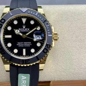 ロレックス ヨットマスター42 ブラックダイヤル イエローゴールド M226658-0001 1:1 ベストエディション ARファクトリー カウンターウェイトバージョン