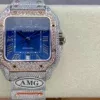 850296201216fc1 Santos De Cartier Diamond Watches Blue Dial 1:1 Best Edition AMG Factory Swarovski Stone