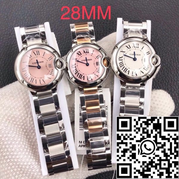 Ballon Bleu De Cartier 28MM 1 1 Best Edition V6 Factory V8 Quadrante Rosa Cinturino Oro Replica Orologio 6387 Ballon Bleu De Cartier 28MM 1:1 Best Edition V6 Factory V8 Quadrante Rosa Cinturino Oro