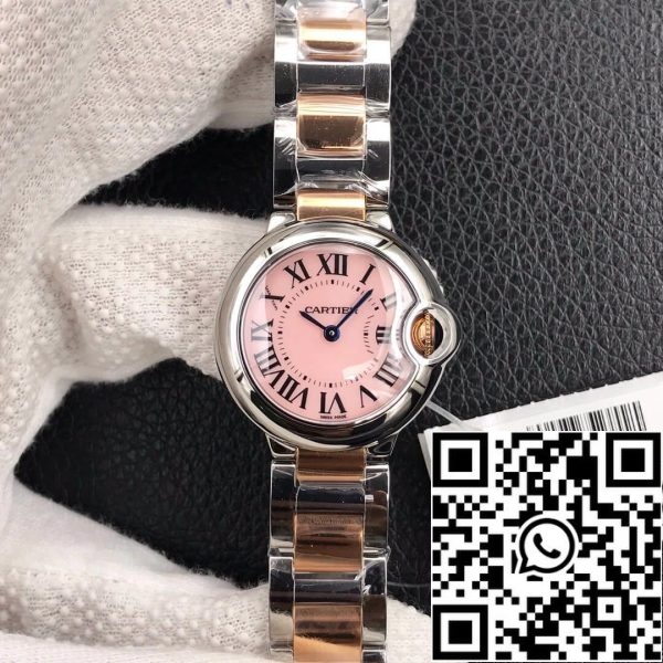 Ballon Bleu De Cartier 28MM 1 1 Best Edition V6 Factory V8 Quadrante Rosa Cinturino Oro Replica Orologio 9750 Ballon Bleu De Cartier 28MM 1:1 Best Edition V6 Factory V8 Quadrante Rosa Cinturino Oro