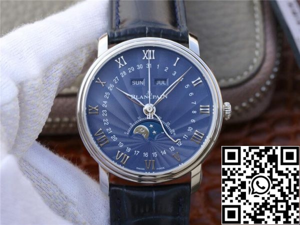 Blancpain Villeret 6654 1529 55B 1 1 Лучшее издание OM Factory V2 синий циферблат США Реплика часы 518 Blancpain Villeret 6654-1529-55B 1:1 Лучшее издание OM Factory V2 синий циферблат