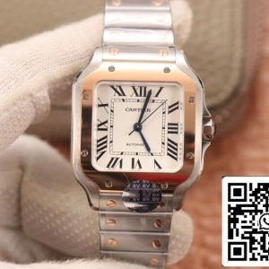 カルティエデサントスW2SA0007 1:1ベストエディションBVファクトリーゴールドベゼルホワイトダイヤル