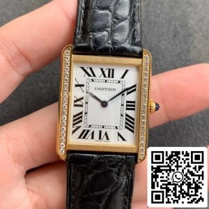 Cartier Tank 1:1 Best Edition K11 Factory V2 Yellow Gold White Dial