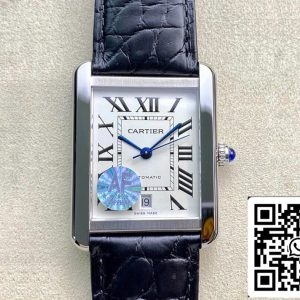 Cartier Tank W5200027 1:1 Best Edition AF Factory Серебристо-белый циферблат