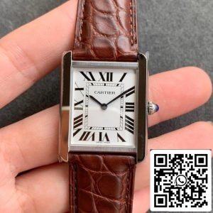 Cartier Tank WSTA0028 1:1 Best Edition K11 Factory коричневый ремешок