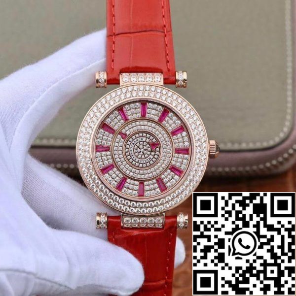 Franck Muller DM Rose Gold Double Mystery Diamond Ruby DM42D2RCD GS Factory 1 1 Best Edition Swiss FM 800 US Réplica Relógio 9063 Franck Muller DM Rose Gold Double Mystery Diamond Ruby DM42D2RCD GS Factory 1:1 Best Edition Swiss FM.800