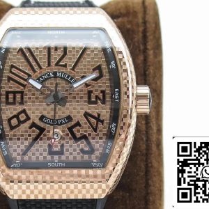 Franck Muller Vanguard V45 1:1 Best Edition Swiss ETA2824-2 18K Rose Gold Black Nylon Strap
