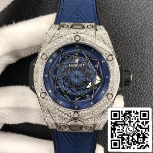 Hublot Big Bang 1:1 Best Edition WWF Factory Full Diamond Blue Dial