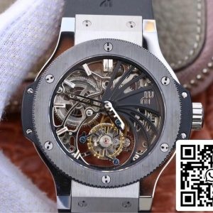Hublot Big Bang Hollow Tourbillon 1:1 Best Edition Luneta em cerâmica Mostrador esqueleto