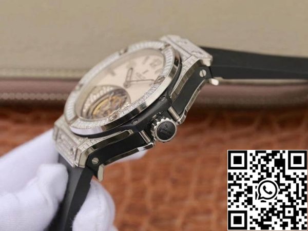 Hublot Classic Fusion 45 мм турбийон с диамант сив циферблат 1 1 Най-доброто издание на черна каучукова каишка швейцарски турбийон САЩ реплика часовник 557 Hublot Classic Fusion 45 мм турбийон с диамант сив циферблат 1: 1 Най-доброто издание на черна каучукова каишка швейцарски турбийон