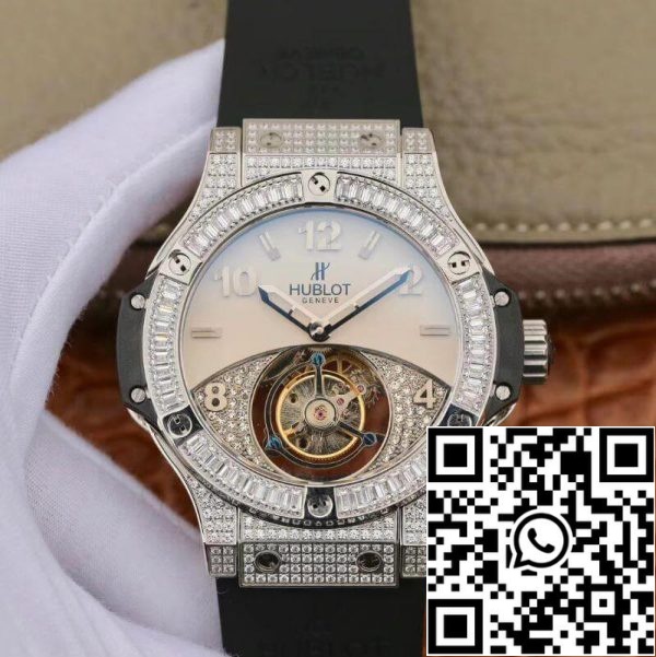 Hublot Classic Fusion 45 мм турбийон с диамант сив циферблат 1 1 Най-доброто издание на черна каучукова каишка швейцарски турбийон САЩ реплика часовник 7993 Hublot Classic Fusion 45 мм турбийон с диамант сив циферблат 1: 1 Най-доброто издание на черна каучукова каишка швейцарски турбийон