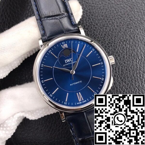 IWC Portofino Moon Phase IW459402 1 1 Лучшее издание MKS завода синий циферблат США Реплика Смотреть 7080 IWC Portofino Moon Phase IW459402 1:1 Лучшее издание MKS завода синий циферблат