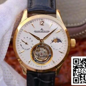 ジャガールクルトマスターグランドトゥールビヨン機械式時計1:1ベスト版スイストゥールビヨン18Kゴールドホワイトダイヤル