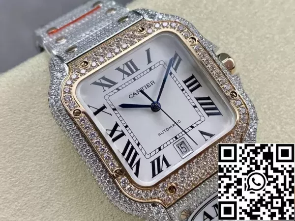 bd4e86d9f9b74eb Santos De Cartier Diamond Watches White Dial 1:1 Best Edition AMG Factory Swarovski Stone