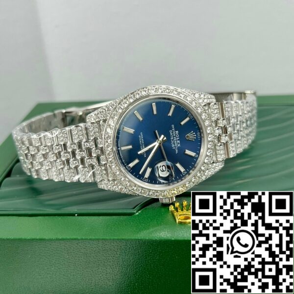 z4631966678964 526f0009e0fc0f863f46e0c578ae1551 30f14381 ae45 48e0 a227 673bbea1ca59 Rolex Datejust 41 μπλε καντράν ανδρικό ρολόι 126334-0002 custom moissanite