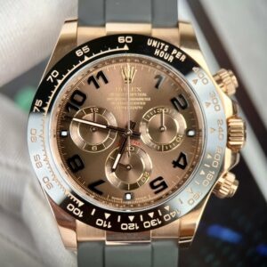 Rolex Daytona Roségoud Chocolade Arabische Wijzerplaat & Keramische Ring Oysterflex Rubber Armband 116515LN