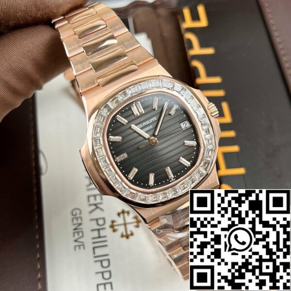 z4660904652052 eb3cf58a41d0e6055e10f1f35b1e55bd パテックフィリップノーチラス5711/1R-001 -ラップ18Kローズゴールドとモアッサナイトバゲット