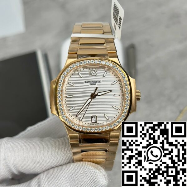 z4688017960992 431c67e1d726fe188741af1bcb276704 パテックフィリップノーチラス7118/1R-010 18Kゴールドフィルド、ホワイトダイヤルカスタムモアッサナイトストーン