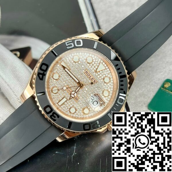 z4737447036566 8f25926e6519650250c5bdff9fe3b919 0d59847f b8fa 48bc a723 a8adbd8a4978 Rolex Yacht-Master 40 126655 Pave камень циферблат - 3235 механизм с покрытием 18k золото и муассанит