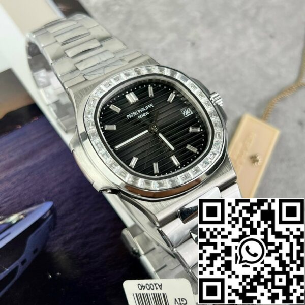 z4837249521919 cb58981ecb9d754368d23b3afe6df57d Patek Philippe Nautilus 5711 Best 1:1 Edition PPF Factory Mostrador preto personalizado Diamantes Moissanite