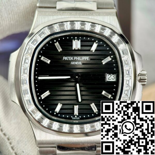 z4837249526826 3ee9277c6dfa8c0616144c577587c90a Patek Philippe Nautilus 5711 Melhor Edição 1:1 PPF Factory Mostrador preto personalizado Diamantes Moissanite