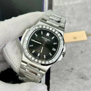 Patek Philippe Nautilus 5711 Best 1:1 Edition PPF Factory Μαύρο καντράν custom Διαμάντια Moissanite