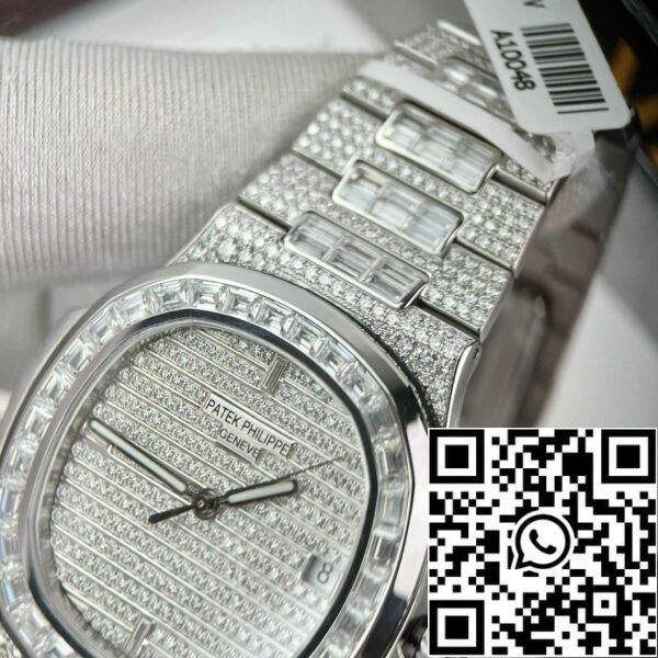 z4844773119905 1b55ee4b7ee4da54848220652807b5b5 Replica Patek Philippe Nautilus Jumbo 5719/1G-001 custom full Moissanite diamonds
