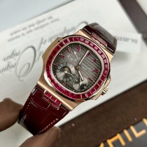 パテックフィリップノーチラス5712 18Kローズゴールド1:1ベストエディションPPFファクトリーカスタムルビーストーン
