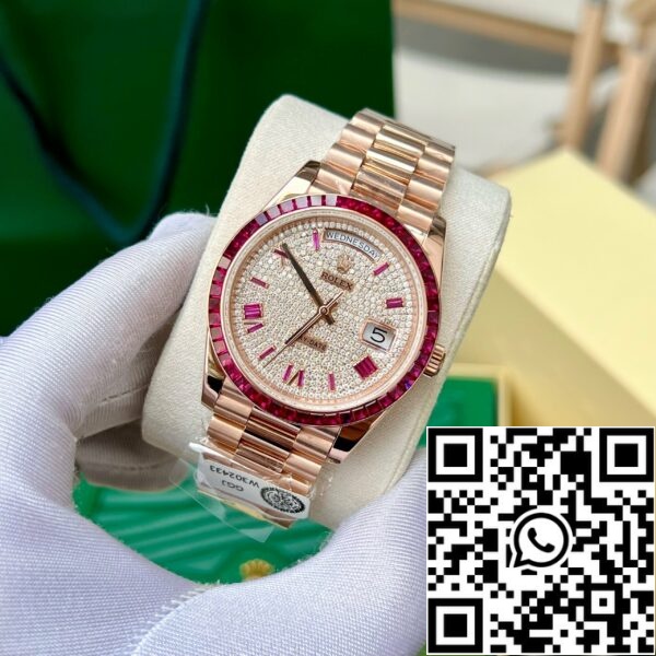 z5270471761436 882f9c9c6de139def701e26f419bbead 94c7c0fc 3da6 467b a83c be888c49190b Rolex Day Date 228398 DRRP 1:1 лучшее издание Пользовательские розовое золото 18k и рубин сапфир бриллиант паве
