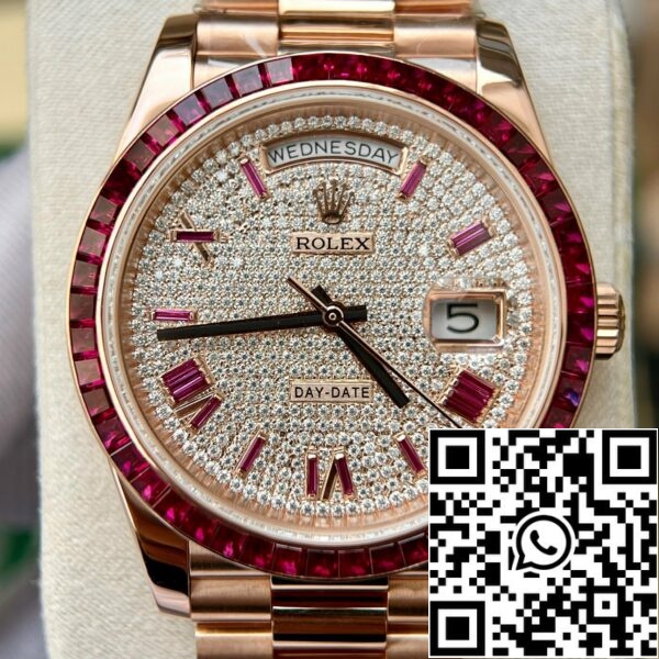 z5270471934448 1f889a1402bb9de30e73d4c6ac725740 f98cf1b7 4aaf 4bc4 938b 50879ee6d361 Rolex Day Date 228398 DRRP 1:1 лучшее издание Пользовательские розовое золото 18k и рубин сапфир Diamond Pave