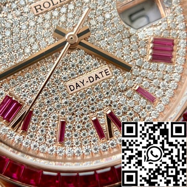 z5270471946040 b074c30c54a53b531fe69df14a5aa03d 34087acb 7b84 4351 9940 2525a75a7968 Rolex Day Date 228398 DRRP 1:1 лучшее издание Пользовательские розовое золото 18k и рубин сапфир бриллиант паве