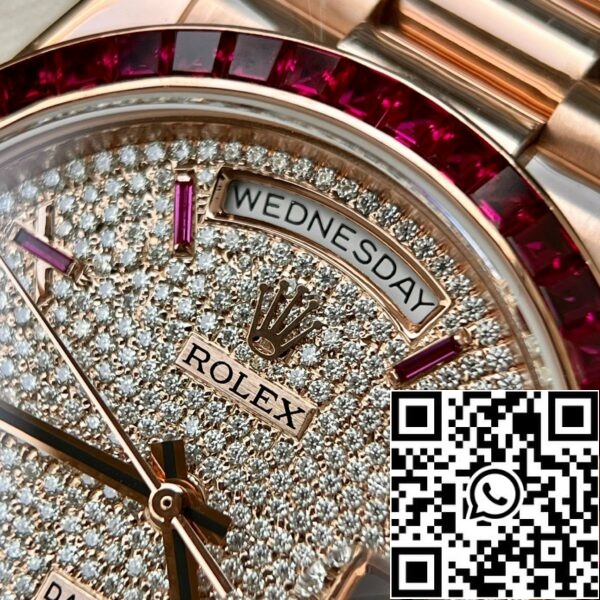 z5270471948464 a9f5341d5da6dd341488e88f25a71c4f ad683b0f ab43 49ae 8e89 802f0b4ca73a Rolex Day Date 228398 DRRP 1:1 лучшее издание Пользовательские розовое золото 18k и рубин сапфир алмаз Pave