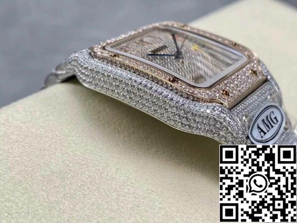 z5330882054426 56c4c4459c4c922c4cb6e9e6f6207839 Santos De Cartier Diamond Watches Numeric Color Rose Gold Dial 1:1 Best Edition AMG Factory Swarovski Stone